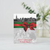 Brede Horizon NYC Geëtst Kerstmis van BW Uw Foto Feestdagenkaart (Staand voorkant)