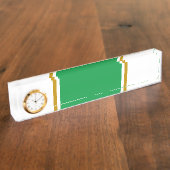 Brede Kelly Groen Bruin Witte Racing Stripes Klok Naambordje (Zijkant)