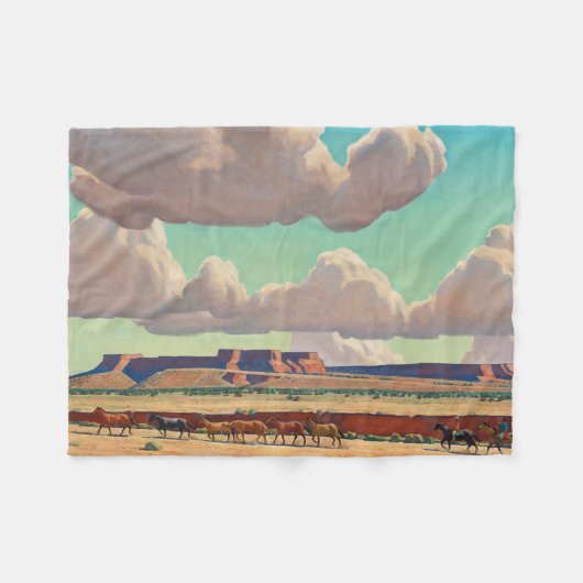 Brede landen van de Navajo door Maynard Dixon Fleece Deken (Voorkant (Horizontaal))