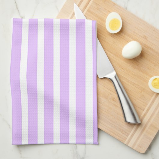 Brede lavendel witte strepen theedoek (Quarter Fold)