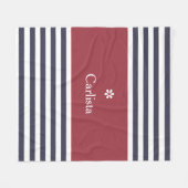 Brede marine Blue Horizontal Stripes Red Name Dais Fleece Deken (Voorkant (Horizontaal))