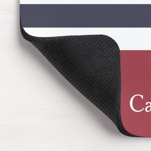 Brede marine Blue Horizontal Stripes Red Name Dais Muismat (Hoek)