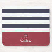 Brede marine Blue Horizontal Stripes Red Name Dais Muismat (Voorkant)