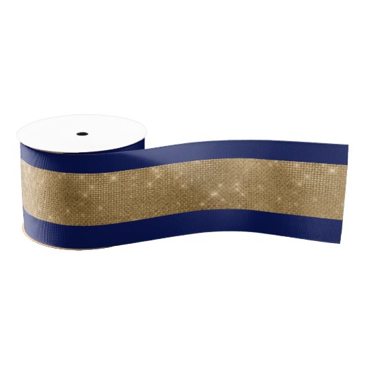 Brede marine en goudlint grosgrain lint (Spoel)