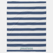Brede maritieme gestreepte weefsel marine wit ID12 Fleece Deken (Voorkant)