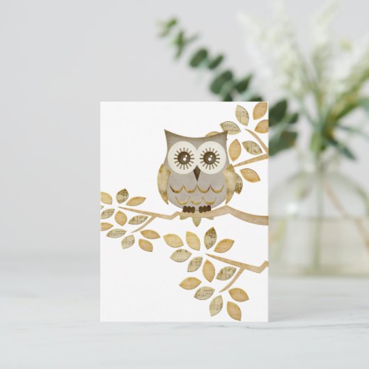 Brede ogen Owl in bomen Briefkaart (Staand voorkant)