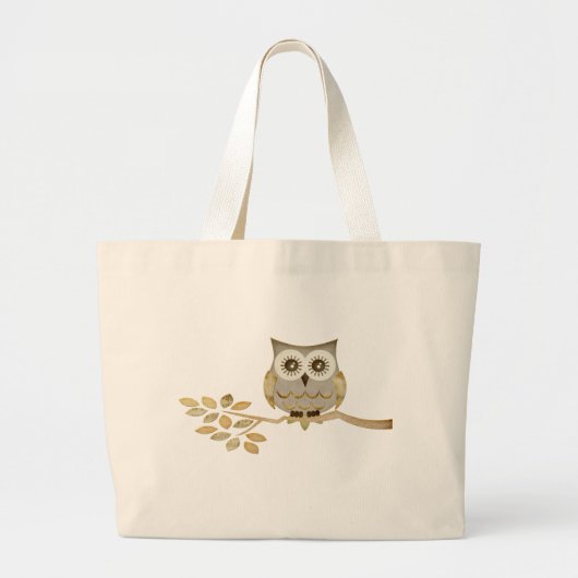 Brede ogen Owl in bomen Grote Tote Bag (Voorkant)