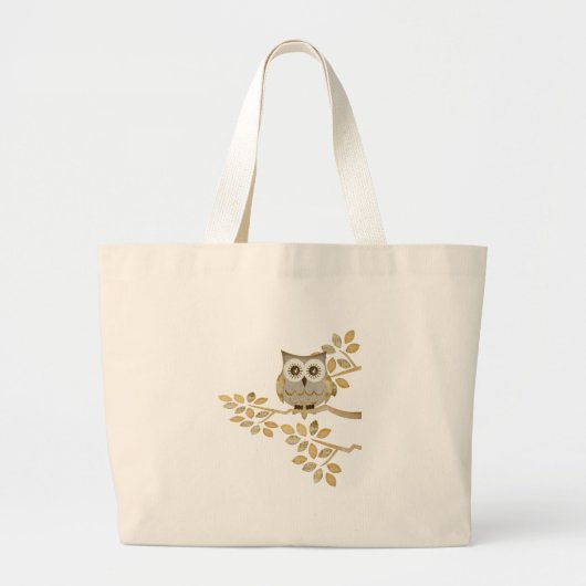 Brede ogen Owl in bomen Grote Tote Bag (Voorkant)