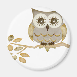 Brede ogen Owl in bomen Magneet