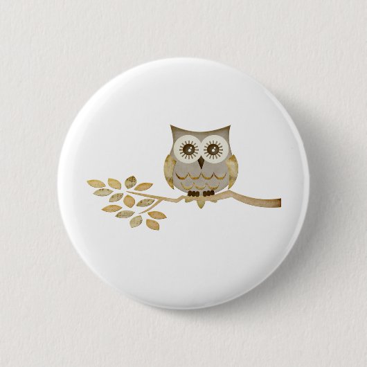 Brede ogen Owl in bomen Ronde Button 5,7 Cm (Voorkant)
