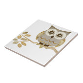 Brede ogen Owl in boomtegel Tegeltje (Zijkant)