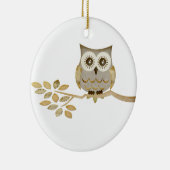 Brede ogen Owl in boomversiering Keramisch Ornament (Rechts)