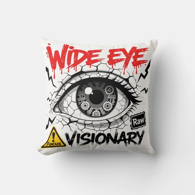Brede Oog Visionair Ruw Straatmode Grafisch Kussen (Voorkant)