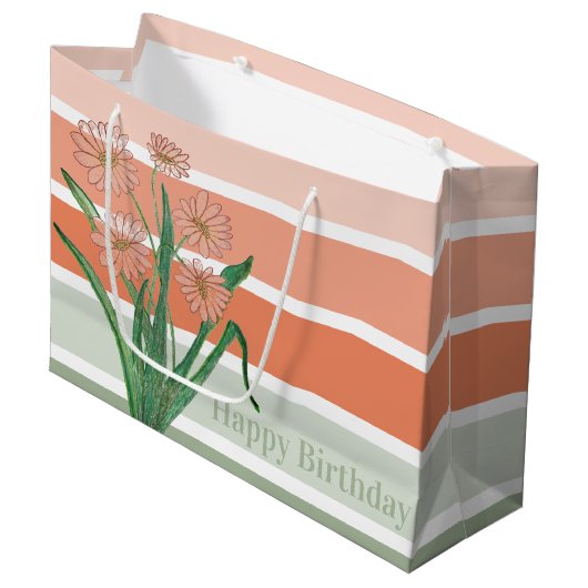 Brede pastelstreep groot cadeauzakje (Voorkant Gekanteld)