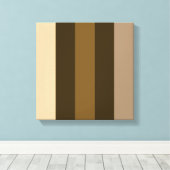 Brede Retro Kleur Verticale Strepen Crème/Bruins Canvas Afdruk (Insitu (Houten vloer))