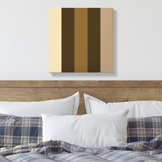 Brede Retro Kleur Verticale Strepen Crème/Bruins Canvas Afdruk (Insitu (Slaapkamer))