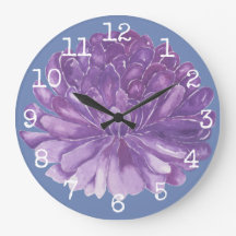 Brede Round Clock "Lavender Flower"