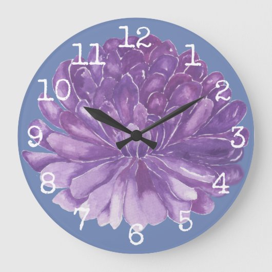 Brede Round Clock "Lavender Flower" Grote Klok (Voorkant)