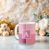 Brede roze vrouwelijke strepen Monogram Koffie Mok