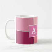 Brede roze vrouwelijke strepen Monogram Koffie Mok (Links)
