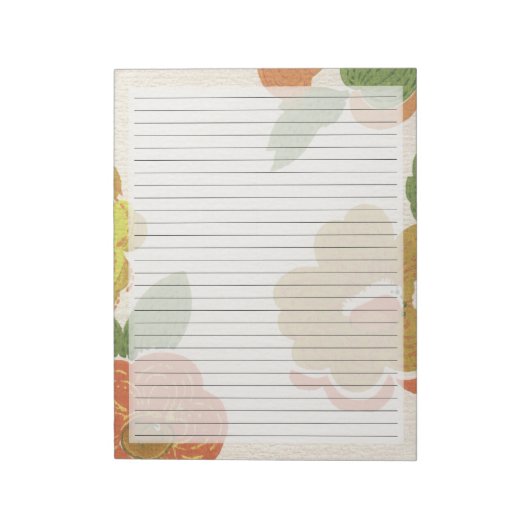 Brede Ruled Retro Flowers Mid Century  Notitieblok (Linkerzijde)