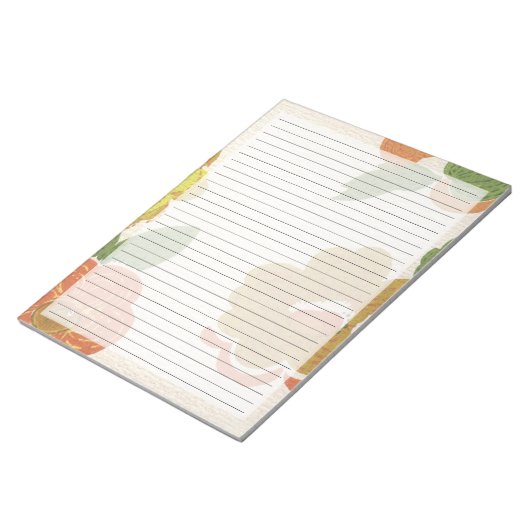 Brede Ruled Retro Flowers Mid Century  Notitieblok (Schuin)