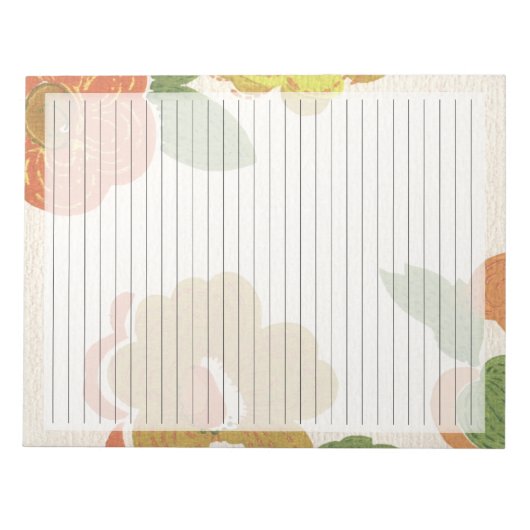 Brede Ruled Retro Flowers Mid Century  Notitieblok (Voorkant)