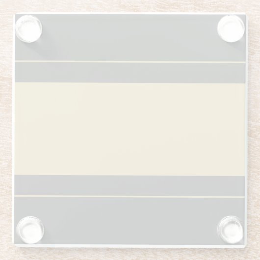 Brede sportieve gouden tan racestrepen op zwart glazen onderzetter (Achterkant)