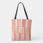 Brede streep Tangerine Kleurblok Monogram Tote Bag (Achterkant)