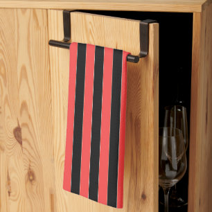 Brede Strepen Rood Zwart Theedoek