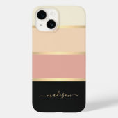 Brede Striped Moderne Manuscript Naam Case-Mate iPhone Case (Achterkant)