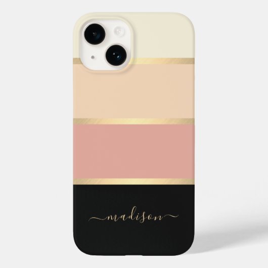 Brede Striped Moderne Manuscript Naam Case-Mate iPhone Case (Achterkant)