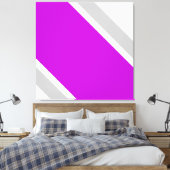 Brede Tropische Roze Grijs Racing Stripes op Wit Canvas Afdruk (Insitu (Slaapkamer))