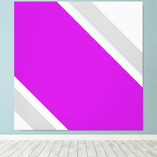 Brede Tropische Roze Grijs Racing Stripes op Wit Canvas Afdruk (Insitu (Houten vloer))