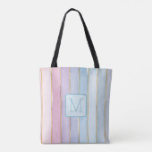 Brede Verticale Strepen Blues Kleurblok Monogram Tote Bag (Achterkant)