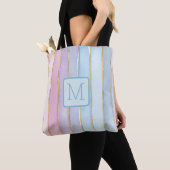 Brede Verticale Strepen Blues Kleurblok Monogram Tote Bag (Dichtbij)