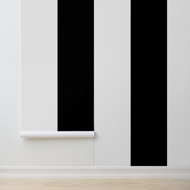 Brede Verticale Zwarte en Witte Strepen Behang (Applicatie)