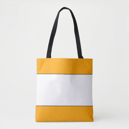 Brede witte middenstreep op zonnig goudgeel tote bag (Voorkant)