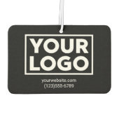 Brede zakelijke Logo en aangepaste tekst op zwart Luchtverfrisser (Achterkant)