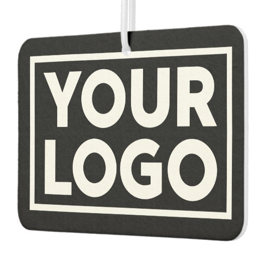 Brede zakelijke Logo en aangepaste tekst op zwart Luchtverfrisser (Links)