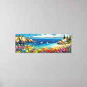Brede zeegezicht mediterrane jachten en bloemen canvas afdruk (Voorkant)