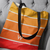 Brede zonsopgang gestreepte monogram persoonlijk tote bag
