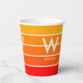 Brede zonsopgang Gestreepte Monogram Persoonlijke Papieren Bekers (Achterkant)