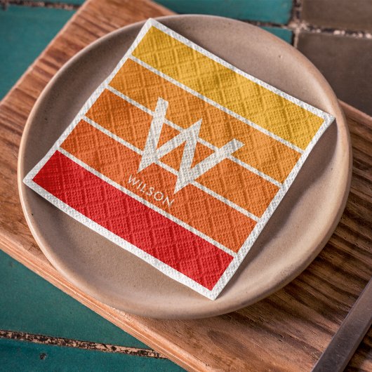 Brede zonsopgang gestreepte monogram persoonlijke servet