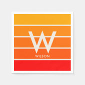 Brede zonsopgang gestreepte monogram persoonlijke servet (Voorkant)