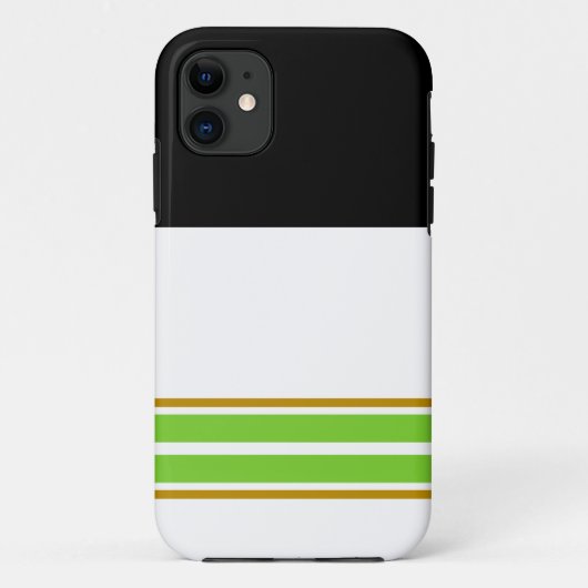 Brede Zwarte Top Witte Lime Groene Racing Stripes Case-Mate iPhone Case (Achterkant)