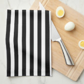 Brede Zwarte Witte Strepen Theedoek (Quarter Fold)