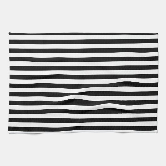 Brede Zwarte Witte Strepen Theedoek (Horizontaal)