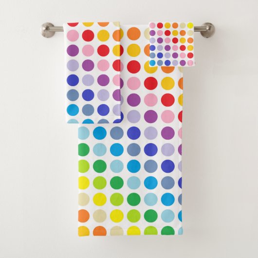Breder spectrum Rainbow Polka Dots Bad Handdoek (Insitu)