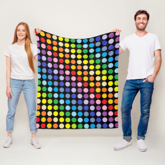 Breder spectrum Rainbow Polka Dots Black Fleece Deken